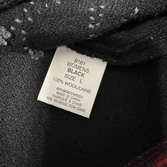 Woolrich Vtg L Moose Embroidered Vest Black Wool Beaded Patchwork Grandma Cabin - Picture 8 of 8